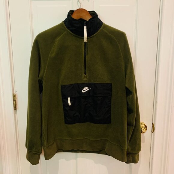 Nike Sportswear Mens Olive Green  1/2-Zip Winter Fleece CZ4900-410 Size Medium - Picture 9 of 16